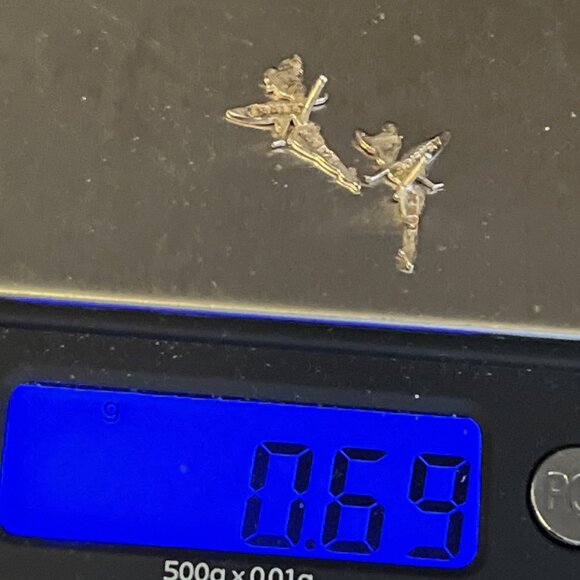 Vintage Disney Tinkerbell Sterling Silver 925 Stud Earrings Dainty Signed JCM - Picture 8 of 9